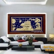 Mua Tranh Thuyền Tặng Tân Gia - Tranh Thuận Buồm Xuôi Gió Dát Vàng